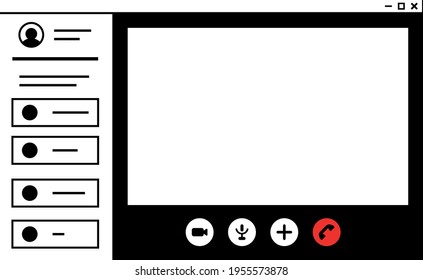 Video call screen template. Vector illustration for photoshop.