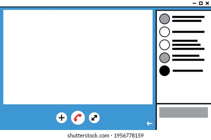 Bildschirmaufrufvorlage für Videoaufrufe Vektorgrafik für Fotoshop.