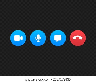 Video call screen template vector icons. Video call symbols isolated on black background Vector illustration EPS 10