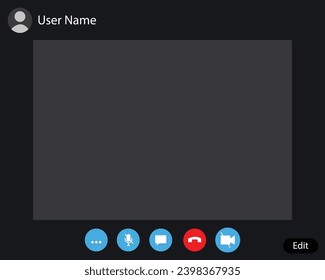 Video Call screen template vector. Video call Interface for social communication apps. Video conference.Application for video communication. 