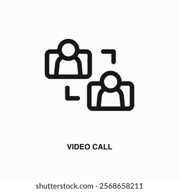 Video call thin line icon or logo. Symbol or sign on business or finance ui theme. Vector line illustration.