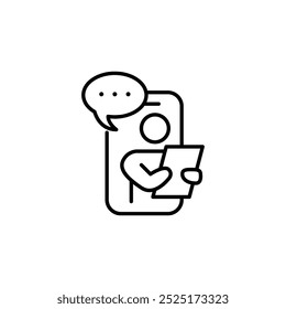 Video Llamar diseño delgado del Vector del icono del contorno bueno para el Web o el App móvil