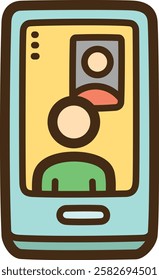 Video call vector doodle illustration and graphic