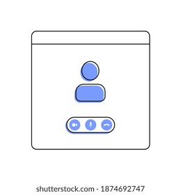 Icono vectorial de videollamadas en color azul.