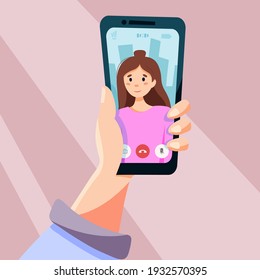 Video call. Vector illustration in flat style
