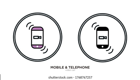 Video call vector illustration lineal color and filled design