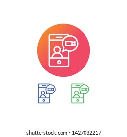 Video Call Vector Illustration, outline sign with colorful gradient