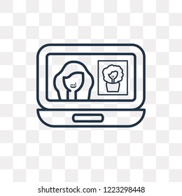 Video call vector outline icon isolated on transparent background, high quality linear Video call transparency concept can be used web and mobile
