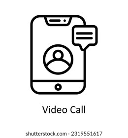 Video Call  Vector  outline Icon Design illustration. Network and communication Symbol on White background EPS 10 File
