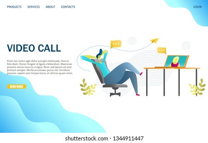 Video call vector website template, web page and landing page design for website and mobile site development. Video chat concept.