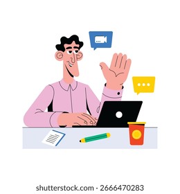 Video Call Wave Flat Illustration. EPS 10 File