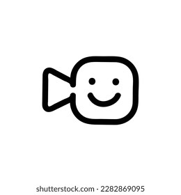 Video calling app Icon, Outline style, isolated on white Background.