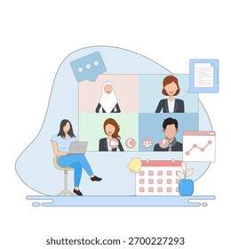 Video Concepto de llamadas para reuniones de negocios remotas