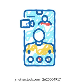 vídeo chamando ícone doodle esboço vetor. sinal de chamada de vídeo. ilustração símbolo isolado