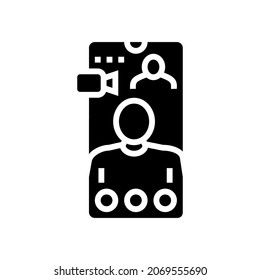 Videoanruf-Symbol-Vektorgrafik. Videorufzeichen. isoliertes Kontursymbol