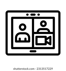 Video Calling Vector Thick Line Icon For Personal And Commercial Use.
