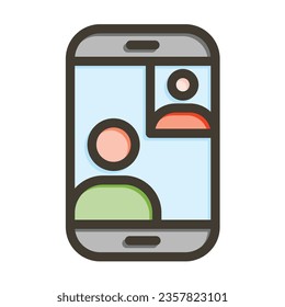 Video Calling Vector Thick Line Filled Colors Icon For Personal And Commercial Use.
