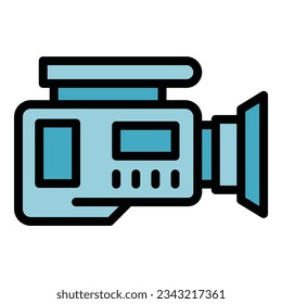 Vector de contorno de icono de cámara de vídeo. Equipo de estudio. Color de la película