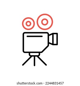 icono de vector de línea de leva de vídeo