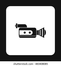 Video camcorder with video cassette icon in simple style on a white background vector illustration