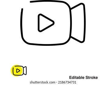 Icono de la línea del vector del videocámara