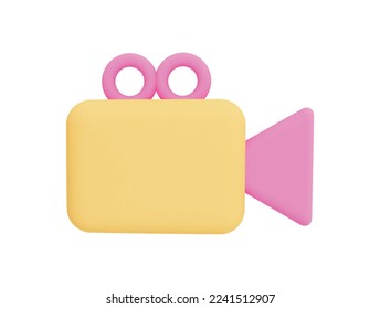 video camera with 3d vector icon cartoon minimal style