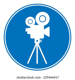 Video camera allowing sign on white background. Vector illustration.