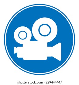 Video camera allowing sign on white background. Vector illustration.