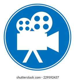Video camera allowing sign on white background. Vector illustration.