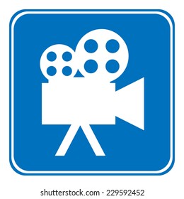 Video camera allowing sign on white background. Vector illustration.