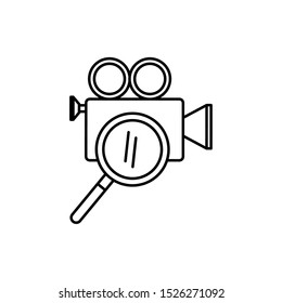 video camera app with magnifying glass vector illustration design