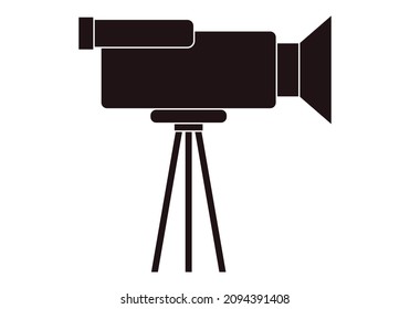 Video camera black icon on white background.
