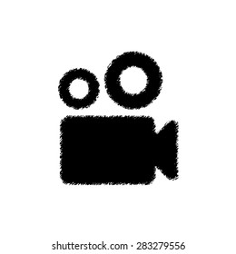  Video camera - black vector icon