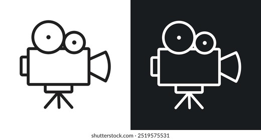Video camera black and white icon.