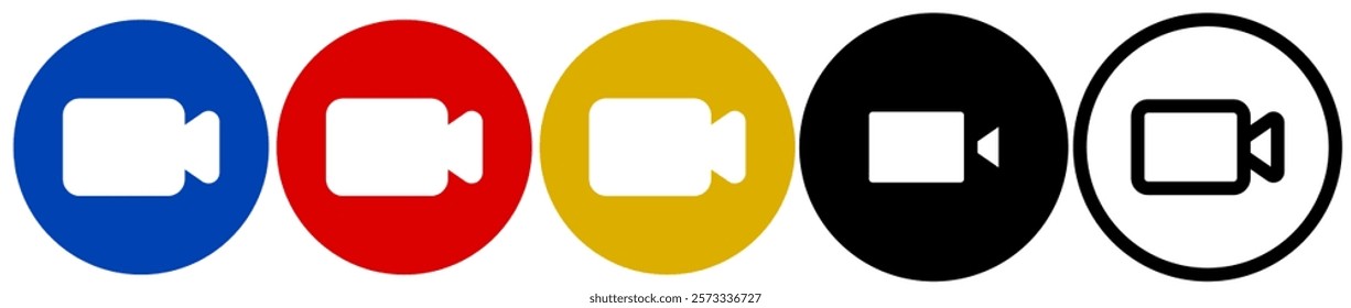 video camera button icon, simple flat style, illustration, logo sign symbol pictogram template, for ui or ux isolated on white for mobile app, editable