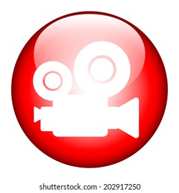 Video camera button on white background. Vector illustration.