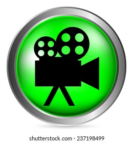 Video camera button on white background. Vector illustration.