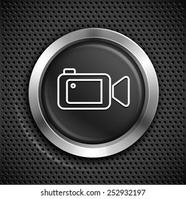 Video Camera Camcorder on Black Round Buttons