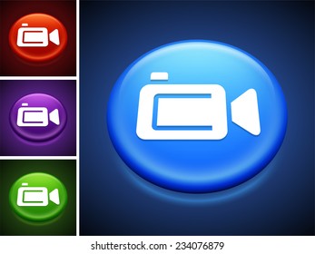 Video Camera Camcorder on Blue Round Button