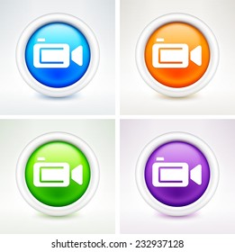 Video Camera Camcorder on Multi Color Round Buttons