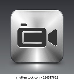 Video Camera Camcorder on Silver Square Button