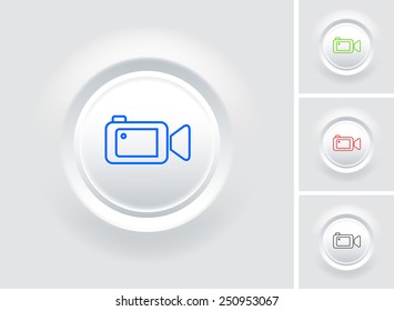 Video Camera Camcorder on White Bevel Round Buttons