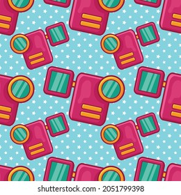 video camera camcorder seamless pattern vector illustration 