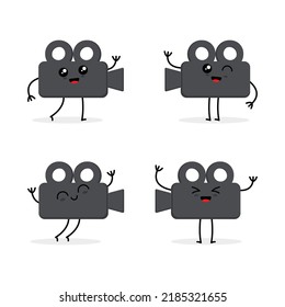 video camera cartoon character vector illustration set, great for cinema and children's filmmaking themes