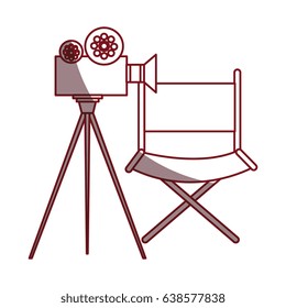 video camera cinema with director chair