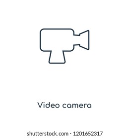 Video camera concept line icon. Linear Video camera concept outline symbol design. This simple element illustration can be used for web and mobile UI/UX.