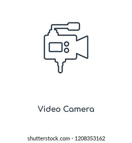 Video Camera concept line icon. Linear Video Camera concept outline symbol design. This simple element illustration can be used for web and mobile UI/UX.