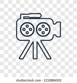 Video camera concept vector linear icon isolated on transparent background, Video camera concept transparency concept in outline style