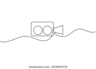 Video camera continuous one line drawing of great for film, media, and video production concepts
