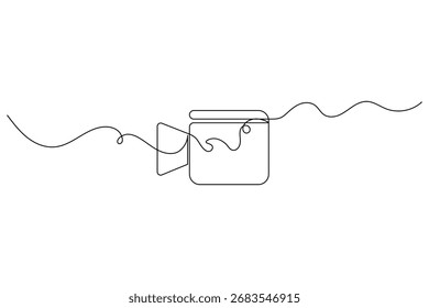 Video camera Continuous one line drawing of outline vector illustration.